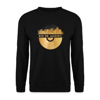 Vinyl-Schallplatte Disco-Musik Skyline - Unisex Pullover - Schwarz - Vorne - Alina (178cm) & Michal (187cm)