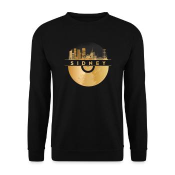 Vinyl Record Disco Music Skyline-Sidney - Unisex Sweatshirt - black - Front - Alina (178cm) & Michal (187cm)
