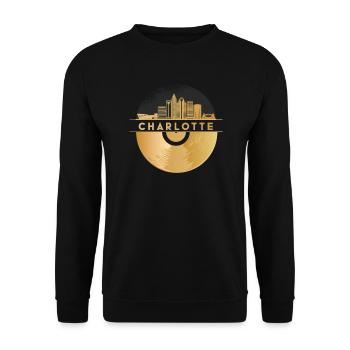 Vinyl Record Disco Music Skyline-Charlotte - Unisex Sweatshirt - black - Front - Alina (178cm) & Michal (187cm)