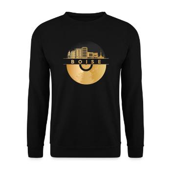 Vinyl Record Disco Music Skyline-Idaho-Boise - Unisex Sweatshirt - black - Front - Alina (178cm) & Michal (187cm)