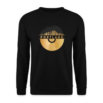 Disque vinyle Disco Music Skyline-Portland - Sweat-shirt Unisexe - noir - Devant - Alina (178cm) & Michal (187cm)