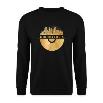 Vinyl-Schallplatte Disco-Musik Skyline-Minneapolis - Unisex Pullover - Schwarz - Vorne - Alina (178cm) & Michal (187cm)