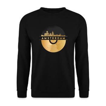 Disque vinyle - Skyline-Pays-Bas-Amsterdam - Sweat-shirt Unisexe - noir - Devant - Alina (178cm) & Michal (187cm)