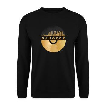 Vinyl Record Music Skyline-Thailand-Bangkok - Unisex Sweatshirt - black - Front - Alina (178cm) & Michal (187cm)