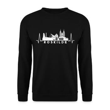 Herzschlag Skyline Dänemark-Roskilde - Unisex Pullover - Schwarz - Vorne - Alina (178cm) & Michal (187cm)