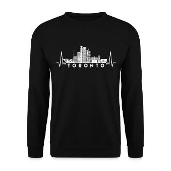 Herzschlag Skyline Kanada Toronto - Unisex Pullover - Schwarz - Vorne - Alina (178cm) & Michal (187cm)
