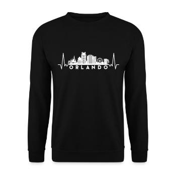Herzschlag Skyline USA Orlando - Unisex Pullover - Schwarz - Vorne - Alina (178cm) & Michal (187cm)