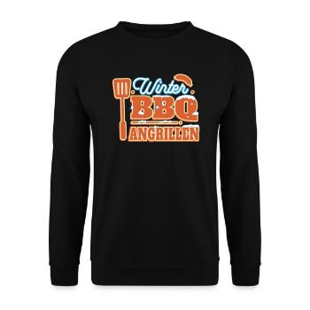 BBQ Barbecue ANGRILLEN grillen Barbecue-Grill - Unisex Pullover - Schwarz - Vorne - Alina (178cm) & Michal (187cm)