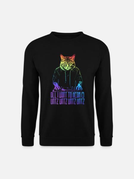 Disco-Katze Hardcore-Rave Musik Raver EDM DJ - Unisex Pullover - Schwarz