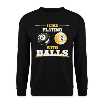 Pool Billard Billardtisch lustige Sprüche Snooker - Unisex Pullover - Schwarz - Vorne - Alina (178cm) & Michal (187cm)