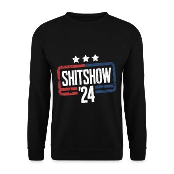 Shitshow 2024 Political Election Parody - Unisex Pullover - Schwarz - Vorne - Alina (178cm) & Michal (187cm)