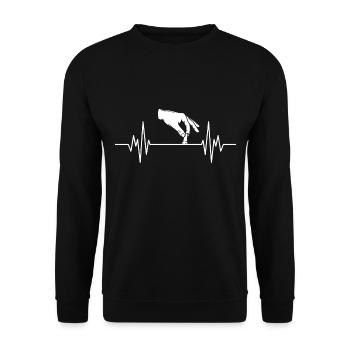 Schach Schachfiguren Schachspieler Herzschlag - Unisex Pullover - Schwarz - Vorne - Alina (178cm) & Michal (187cm)