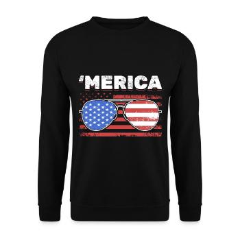 Amerikanische Flagge Sonnenbrille USA Merica - Unisex Pullover - Schwarz - Vorne - Alina (178cm) & Michal (187cm)