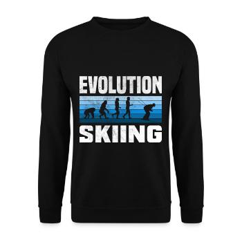 Skiing Evolution Vintag Winter Sport Ski - Unisex Pullover - Schwarz - Vorne - Alina (178cm) & Michal (187cm)