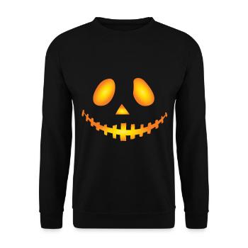 Pumpkin Face Halloween - Unisex Sweatshirt - black - Front - Alina (178cm) & Michal (187cm)