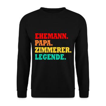 Ehemann Papa Zimmerer Legende Geschenk Vater - Unisex Pullover - Schwarz - Vorne - Alina (178cm) & Michal (187cm)