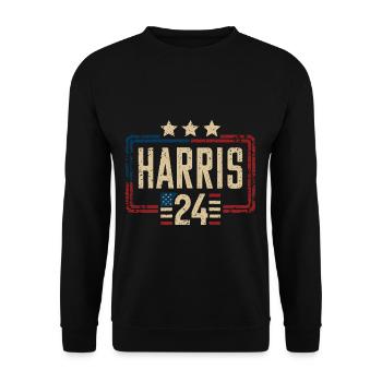 Harris 2024 Vintage Election Patriotic Campaign - Unisex Sweatshirt - black - Front - Alina (178cm) & Michal (187cm)