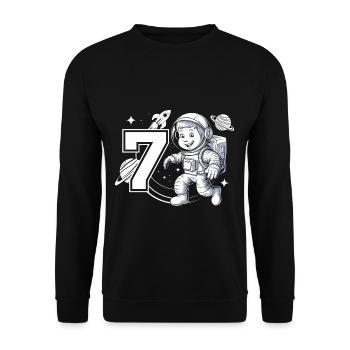 7e anniversaire Astronaute Aventure spatiale pour les garçons - Sweat-shirt Unisexe - noir - Devant - Alina (178cm) & Michal (187cm)