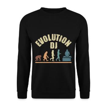 Evolution de l’homme DJ Techno Vinyle Rétro Vintage - Sweat-shirt Unisexe - noir - Devant - Alina (178cm) & Michal (187cm)