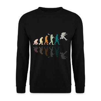 Human Evolution Guitar Band Retro Vintage - Sweat-shirt Unisexe - noir - Devant - Alina (178cm) & Michal (187cm)