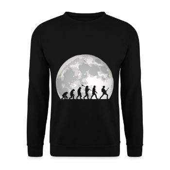 Human Evolution Guitar Band Moon Vintage Guitariste - Sweat-shirt Unisexe - noir - Devant - Alina (178cm) & Michal (187cm)