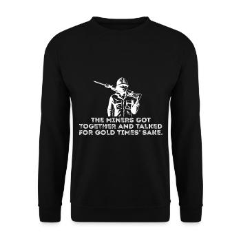 Goldbergbau Goldmine - Unisex Pullover - Schwarz - Vorne - Alina (178cm) & Michal (187cm)