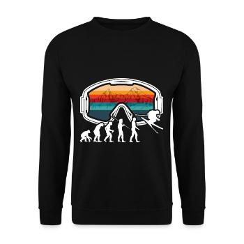 Skiing Evolution Vintag Winter Sport Ski - Unisex Pullover - Schwarz - Vorne - Alina (178cm) & Michal (187cm)