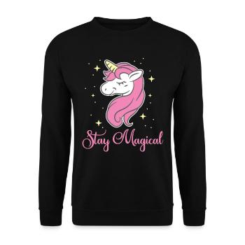 Einhorn Pferd Kuscheltier Tier Horn Glitzer Idee - Unisex Pullover - Schwarz - Vorne - Alina (178cm) & Michal (187cm)