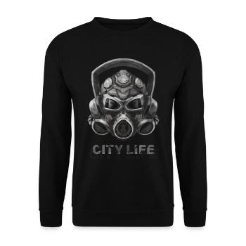 Cyberpunk Steampunk Gas Mask - Cyber - Helmet - Unisex Sweatshirt - black - Front - Alina (178cm) & Michal (187cm)