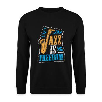 Jazz Musikstil Musik Band Saxophon Geschenk - Unisex Pullover - Schwarz - Vorne - Alina (178cm) & Michal (187cm)