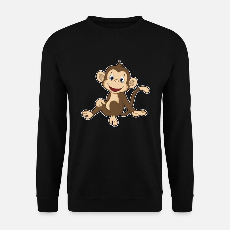 Affe Banane Tier Zoo Wildtier Dschungel Primat - Unisex Pullover - Schwarz