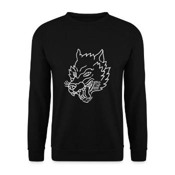 Wolf Raubtier Alpha Rudel Beute Geschenk Idee Wild - Unisex Pullover - Schwarz - Vorne - Alina (178cm) & Michal (187cm)