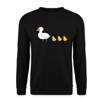 Oie canard poussin oiseau oiseau oiseau jaune cadeau - Sweat-shirt Unisexe - noir - Devant - Alina (178cm) & Michal (187cm)