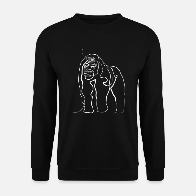 Gorilla Tiermotiv - one line drawing - Unisex Pullover - Schwarz