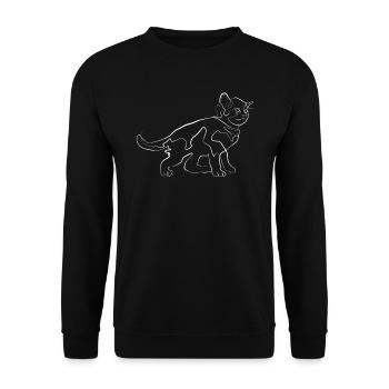 Kitten animal motif - one line drawing - Unisex Sweatshirt - black - Front - Alina (178cm) & Michal (187cm)