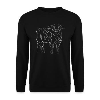 Sheep animal motif - one line drawing - Unisex Sweatshirt - black - Front - Alina (178cm) & Michal (187cm)