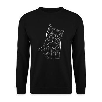Baby cat animal motif - one line drawing - Unisex Sweatshirt - black - Front - Alina (178cm) & Michal (187cm)