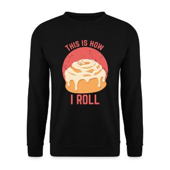 Zimt Cinammon Roll Design I Lustige Kekse - Unisex Pullover - Schwarz - Vorne - Alina (178cm) & Michal (187cm)