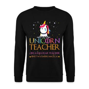 Unicorn Teacher Shirts - Sweat-shirt Unisexe - noir - Devant - Alina (178cm) & Michal (187cm)