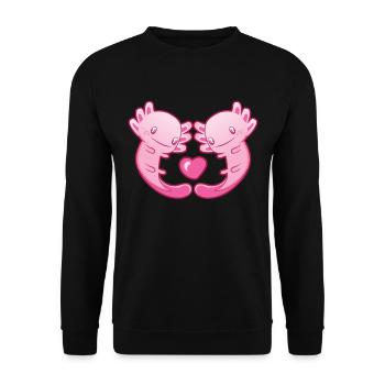 Axolotl Love Funny Amphibian Valentine Heart print - Sweat-shirt Unisexe - noir - Devant - Alina (178cm) & Michal (187cm)