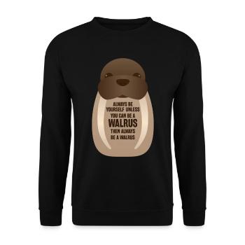 Always be yourself Walrus print and Zookeepers - Unisex Sweatshirt - black - Front - Alina (178cm) & Michal (187cm)