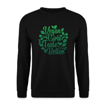 You Taste Better Gift I Funny Vegan Leaves graphic - Unisex Sweatshirt - black - Front - Alina (178cm) & Michal (187cm)