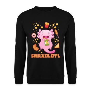 Snaxolotl I Funny Kawaii Axolotl Snack Aquarium - Unisex Pullover - Schwarz - Vorne - Alina (178cm) & Michal (187cm)
