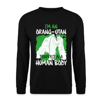 Monkey Orangutan - Unisex Sweatshirt - black - Front - Alina (178cm) & Michal (187cm)