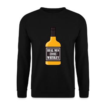 Real Men Drink Whiskey - Unisex Pullover - Schwarz - Vorne - Alina (178cm) & Michal (187cm)