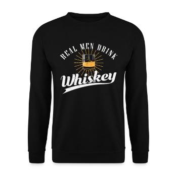 Real Men Drink Whiskey - Unisex Pullover - Schwarz - Vorne - Alina (178cm) & Michal (187cm)