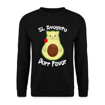 Avogato Funny Avocado Guacamole Purr Favor Rose - Unisex Sweatshirt - black - Front - Alina (178cm) & Michal (187cm)