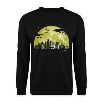 MILAN Moon Light Nuit Etoiles Skyline - Sweat-shirt Unisexe - noir - Devant - Alina (178cm) & Michal (187cm)