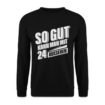 24. Geburtstag - Unisex Pullover - Schwarz - Vorne - Alina (178cm) & Michal (187cm)