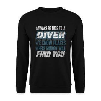 Diver - Unisex Sweatshirt - black - Front - Alina (178cm) & Michal (187cm)